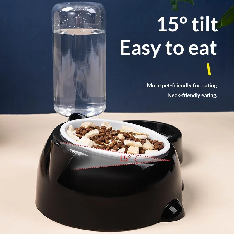 Pet Bowl 2-In-1 Auto Water Feeder, Tilted Elevated Cat Dog Bowl For Food &Amp; Water, Anti-Choking Slow Feeder Dish For Pets Pet Bowl 2-In-1 Auto Water Feeder, Tilted Elevated Cat Dog Bowl For Food &Amp; Water, Anti-Choking Slow Feeder Dish For Pets - Image 3