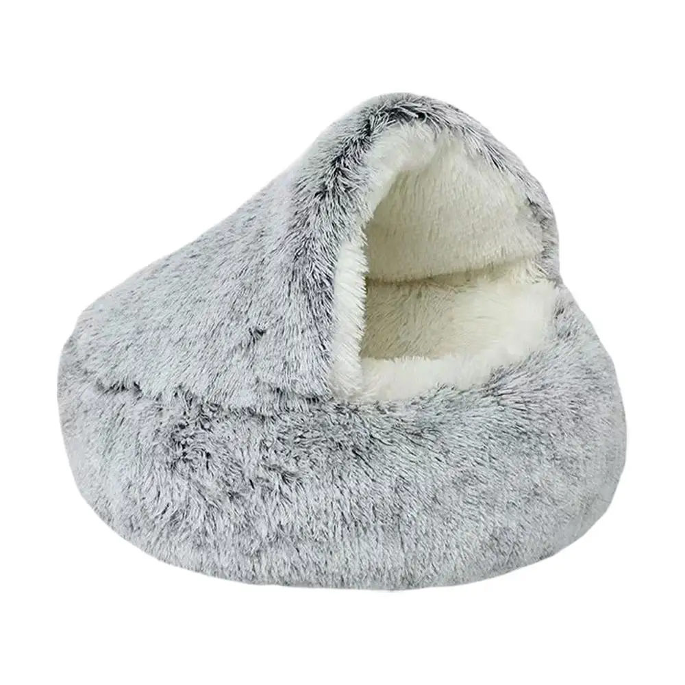 Weiches Haustierbett Für Herbst Und Winter, Warm, Bequem, Kältebeständig, Katzennest, Muschelkissen, Halbgeschlossenes Katzenhöhlenbett, Heimtierbedarf Weiches Haustierbett Für Herbst Und Winter, Warm, Bequem, Kältebeständig, Katzennest, Muschelkissen, Halbgeschlossenes Katzenhöhlenbett, Heimtierbedarf - Image 8