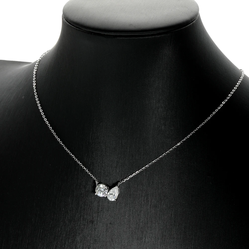 1Ct Runde Und Tropfenförmige Moissanit-Anhänger-Halskette Für Damen, 925Er Sterlingsilber, 18 Karat Vergoldet, Halskette, Hochzeitsschmuck, Gra 1Ct Runde Und Tropfenförmige Moissanit-Anhänger-Halskette Für Damen, 925Er Sterlingsilber, 18 Karat Vergoldet, Halskette, Hochzeitsschmuck, Gra - Image 6