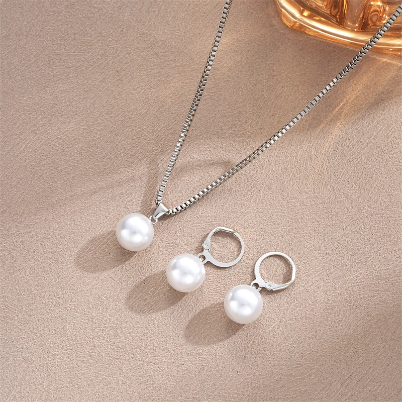 Mode Elegante Imitation Perle Anhänger Schmuck-Set Für Frauen Vintage Gold Farbe Kette Halskette Ohrring Mädchen Hochzeit Party Geschenke Mode Elegante Imitation Perle Anhänger Schmuck-Set Für Frauen Vintage Gold Farbe Kette Halskette Ohrring Mädchen Hochzeit Party Geschenke - Image 6