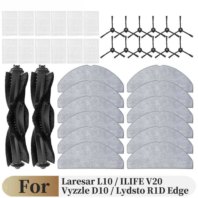 Für (Ilife V20 / Vyzzle D10 / Laresar L10 / Lydsto R1D Edge / Roidmi Eve Rook S) Ersatzteile: Hauptbürste, Seitenbürste, Filter, Wischmopp Für (Ilife V20 / Vyzzle D10 / Laresar L10 / Lydsto R1D Edge / Roidmi Eve Rook S) Ersatzteile: Hauptbürste, Seitenbürste, Filter, Wischmopp