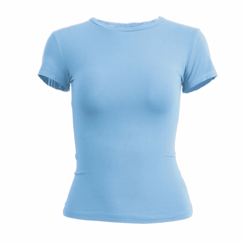 Frau Kleidung Kurzarm T-Shirt Slim Fit Tops Weibliche Oansatz Gestrickte Mantel T-Shirt Straße Tragen Sex Sportliche 2024 Y2K New2410 Frau Kleidung Kurzarm T-Shirt Slim Fit Tops Weibliche Oansatz Gestrickte Mantel T-Shirt Straße Tragen Sex Sportliche 2024 Y2K New2410 - Image 8