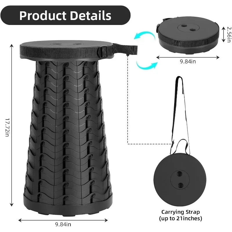 Collapsible Stool Portable Folding Expandable Stool With Carrying Straps Home Space Saving Furniture Stools For Camping Fishing Collapsible Stool Portable Folding Expandable Stool With Carrying Straps Home Space Saving Furniture Stools For Camping Fishing - Image 2