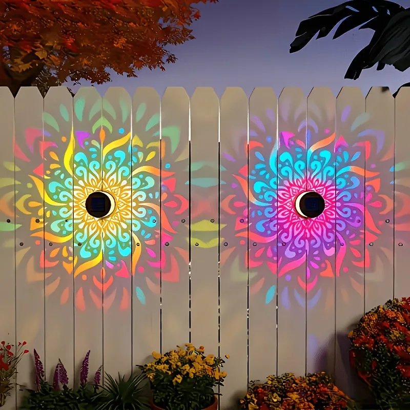 Solar-Mandala-Wandleuchte, Wasserdichte Led-Zaunlampe Für Den Außenbereich, Für Garten, Rasen, Grundstück, Veranda, Korridor, Hof, Dekoration, Wandleuchte Solar-Mandala-Wandleuchte, Wasserdichte Led-Zaunlampe Für Den Außenbereich, Für Garten, Rasen, Grundstück, Veranda, Korridor, Hof, Dekoration, Wandleuchte - Image 2