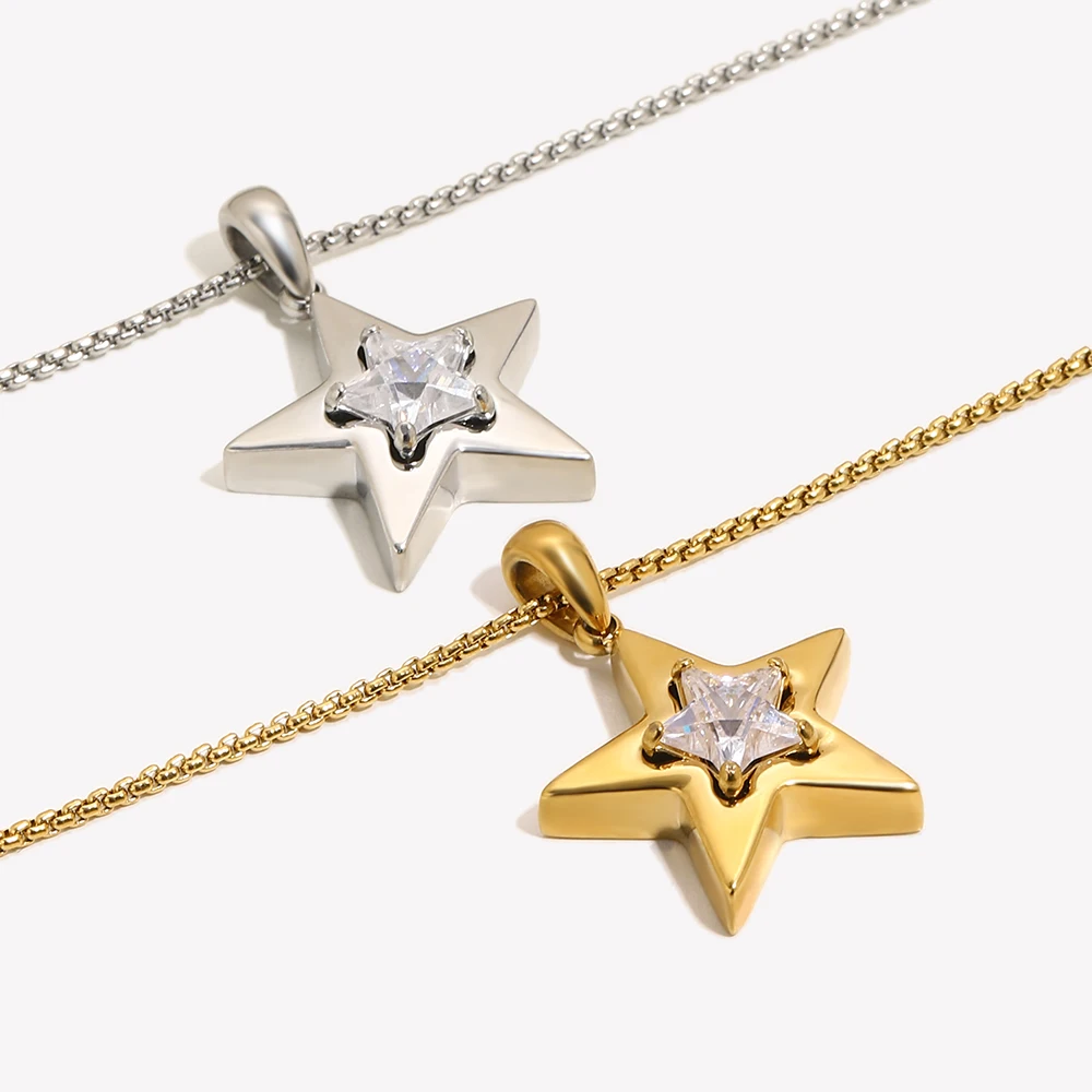 E.b.belle Halskette Mit Wassertropfen-Zirkon-Anhänger Für Damen, 18 Karat Vergoldete Edelstahl-Halsketten, Eleganter Damenschmuck, Geschenk E.b.belle Halskette Mit Wassertropfen-Zirkon-Anhänger Für Damen, 18 Karat Vergoldete Edelstahl-Halsketten, Eleganter Damenschmuck, Geschenk - Image 2