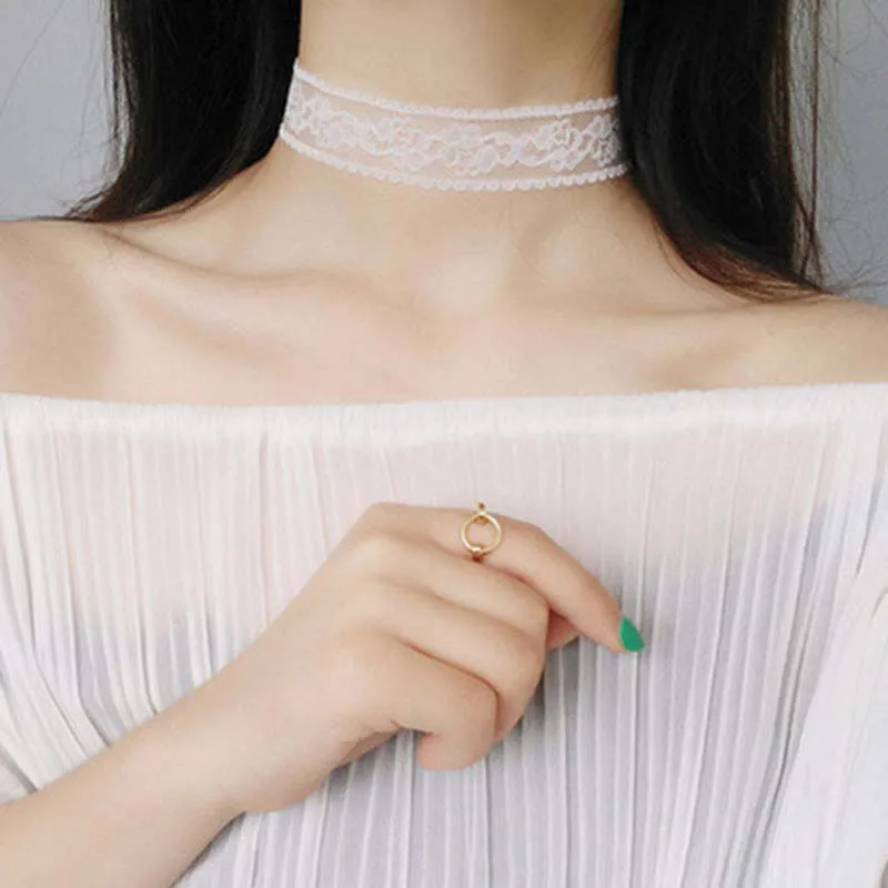 Kurze Spitze Halsband Halskette Für Frauen Mädchen Schwarz Weiß Farbe Mode Romantische Halskette Geschenk Für Party Großhandel Hals Schmuck Kurze Spitze Halsband Halskette Für Frauen Mädchen Schwarz Weiß Farbe Mode Romantische Halskette Geschenk Für Party Großhandel Hals Schmuck - Image 5
