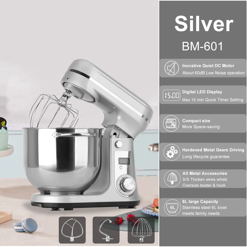 Biolomix Küchen-Lebensmittel-Standmixer, Mixer, Leiser Motor, Sahne-Ei-Schneebesen, Peitsche, Teigkneter, 6 Geschwindigkeiten, 1200 W, 6 L, Dc Biolomix Küchen-Lebensmittel-Standmixer, Mixer, Leiser Motor, Sahne-Ei-Schneebesen, Peitsche, Teigkneter, 6 Geschwindigkeiten, 1200 W, 6 L, Dc - Image 9