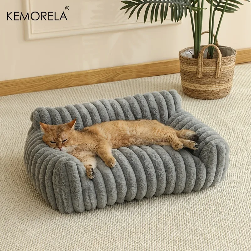 1Pcs Cat Sofa Bed-Soft Polyester Pet Bed With Striped Design, Breathable For All Seasons,Suitable For Small To Medium Cat 1Pcs Cat Sofa Bed-Soft Polyester Pet Bed With Striped Design, Breathable For All Seasons,Suitable For Small To Medium Cat - Image 2