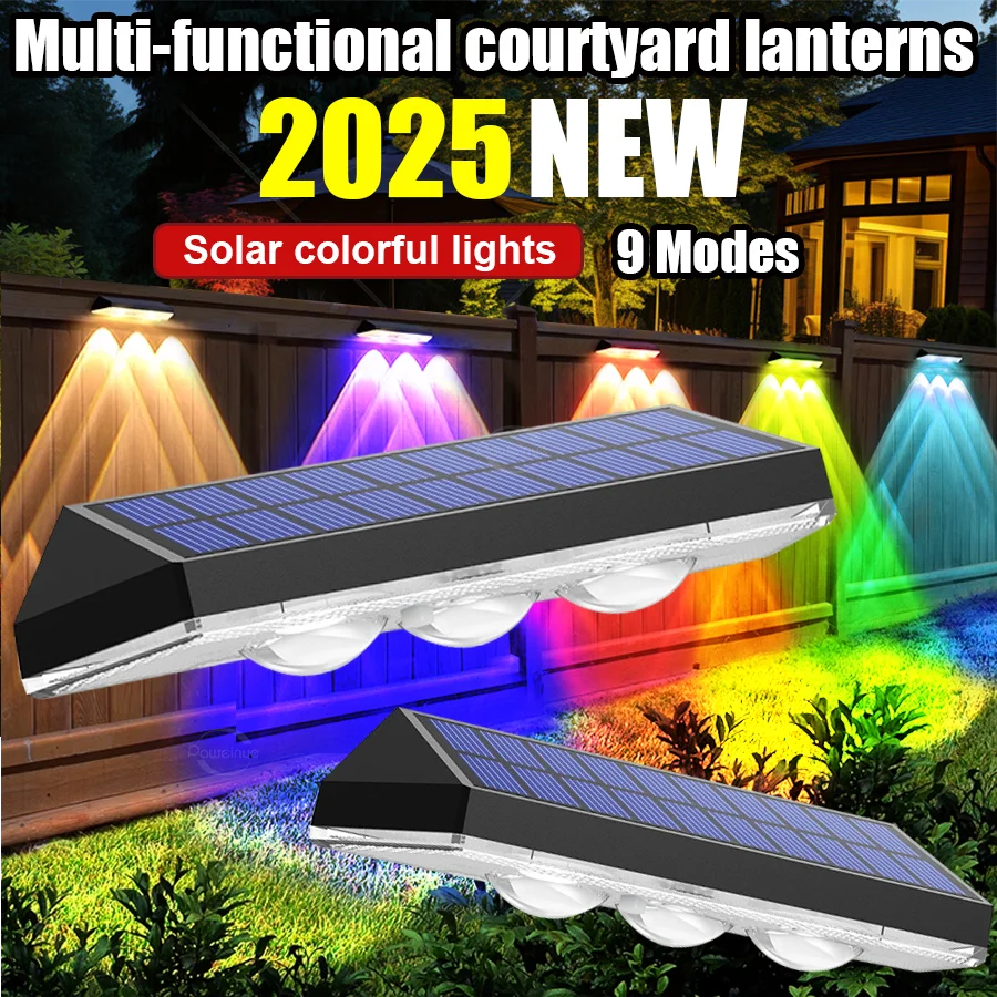 Solar-Zaunleuchten, Weg-Stufenleuchten, Außenwandleuchten, Wasserdichte Dekorlampe Für Garten, Veranda, Rgb Und Warmweiße Led-Solar Solar-Zaunleuchten, Weg-Stufenleuchten, Außenwandleuchten, Wasserdichte Dekorlampe Für Garten, Veranda, Rgb Und Warmweiße Led-Solar