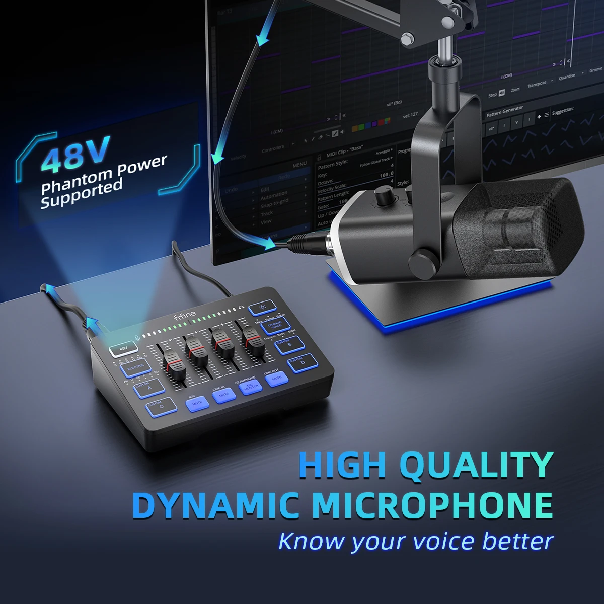 Fifine Ampligame Ks5 Podcast-Kit Mit Rgb-Audiomischer &Amp; Dynamischem Mikrofon – Streaming-Studio-Set Für Pc, Gaming &Amp; Aufnahmen Fifine Ampligame Ks5 Podcast-Kit Mit Rgb-Audiomischer &Amp; Dynamischem Mikrofon – Streaming-Studio-Set Für Pc, Gaming &Amp; Aufnahmen - Image 4
