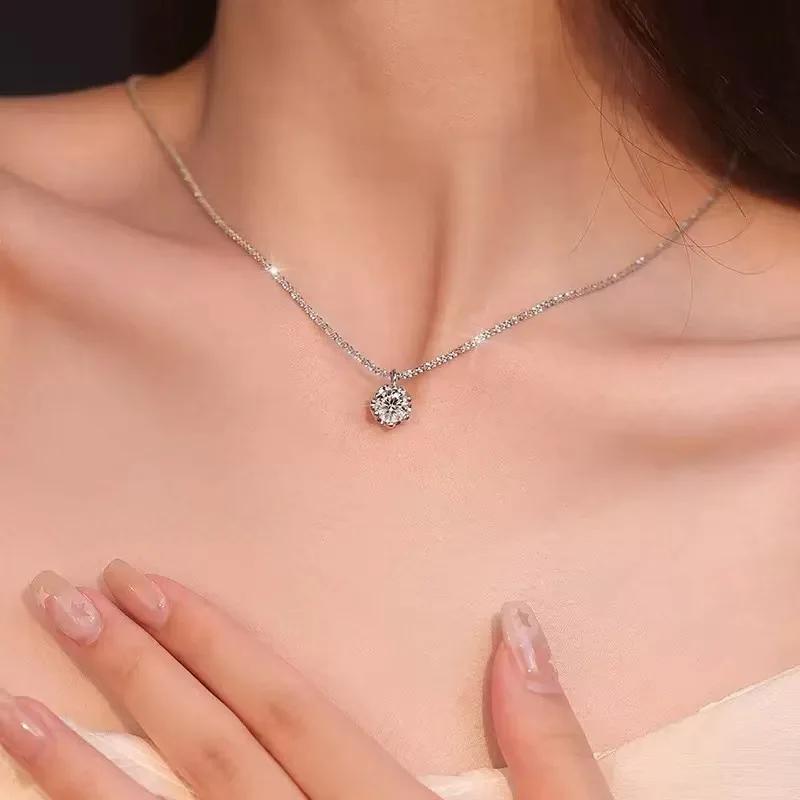 Halskette Aus 925Er-Sterlingsilber, Zirkon-Anhänger, Funkelnde Halskette, Schlüsselbeinkette, Damen-Party-Schmuck, Geschenk Halskette Aus 925Er-Sterlingsilber, Zirkon-Anhänger, Funkelnde Halskette, Schlüsselbeinkette, Damen-Party-Schmuck, Geschenk - Image 4