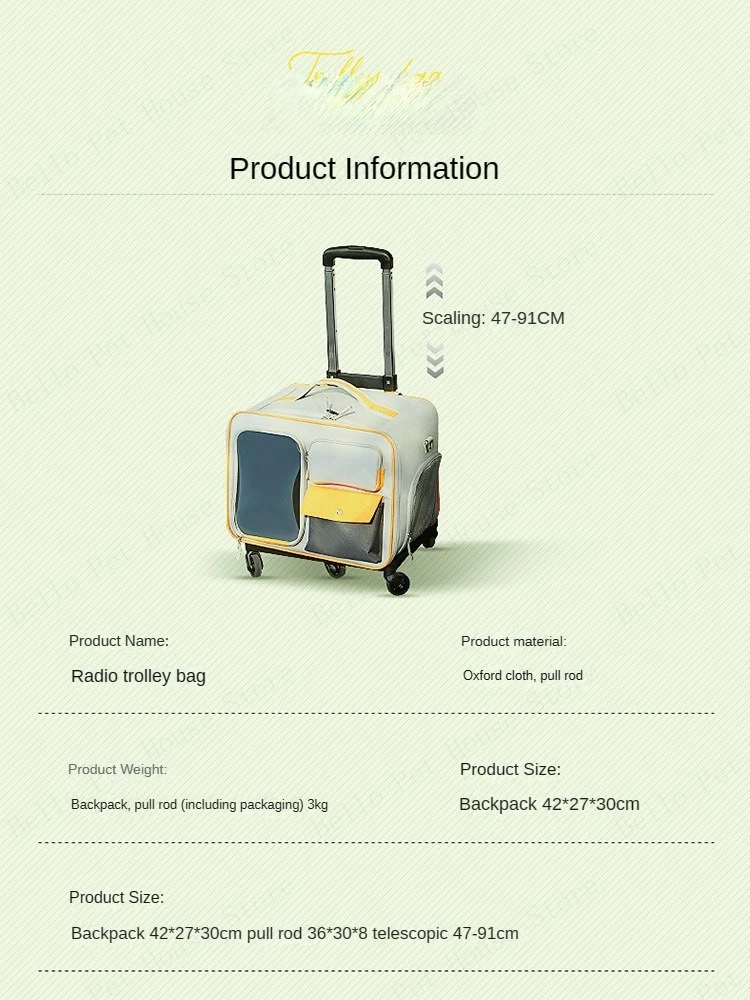 Cat Carrier Bag Pet Trolley Case Small Dog Luggage Bags Portable Cat Backpack Pushable Shoulder/Portable/Diagonal Bag Detachable Cat Carrier Bag Pet Trolley Case Small Dog Luggage Bags Portable Cat Backpack Pushable Shoulder/Portable/Diagonal Bag Detachable - Image 22