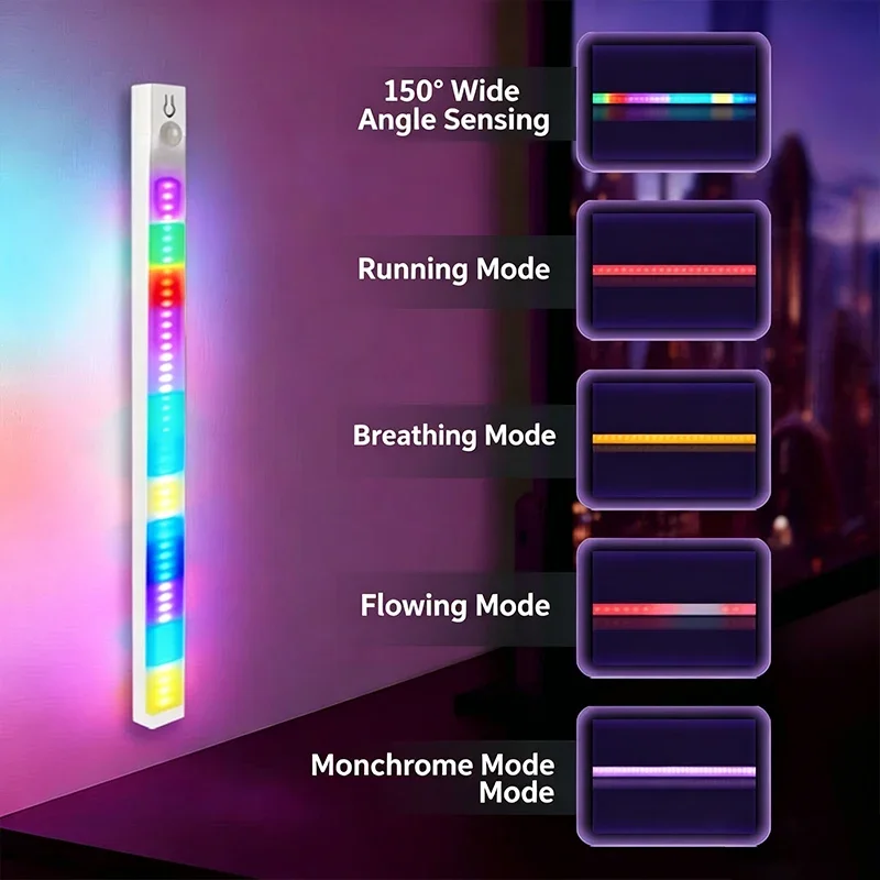 Rgb Ambiente-Sensorleuchte - Wiederaufladbare Magnetische Wandlampe Stimmungslicht Für Schrank Flur Treppe Rgb Ambiente-Sensorleuchte - Wiederaufladbare Magnetische Wandlampe Stimmungslicht Für Schrank Flur Treppe - Image 2