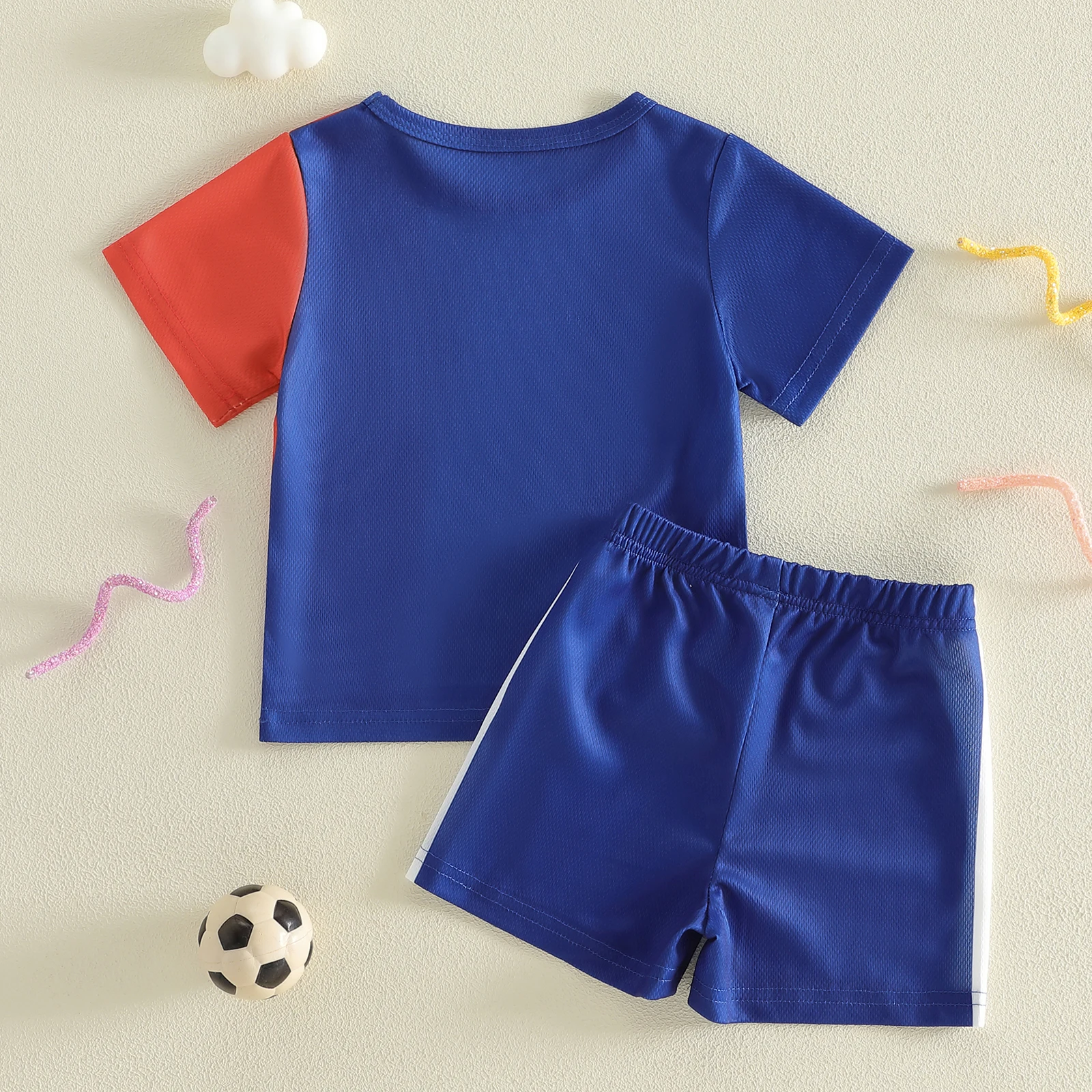 Kleinkind Baby Fußball-Outfit Verschiedene Team-Designs Rundhals Kurzarm Trikot Und Shorts 2-Teiliges Set Kleinkind Baby Fußball-Outfit Verschiedene Team-Designs Rundhals Kurzarm Trikot Und Shorts 2-Teiliges Set – Bild 4