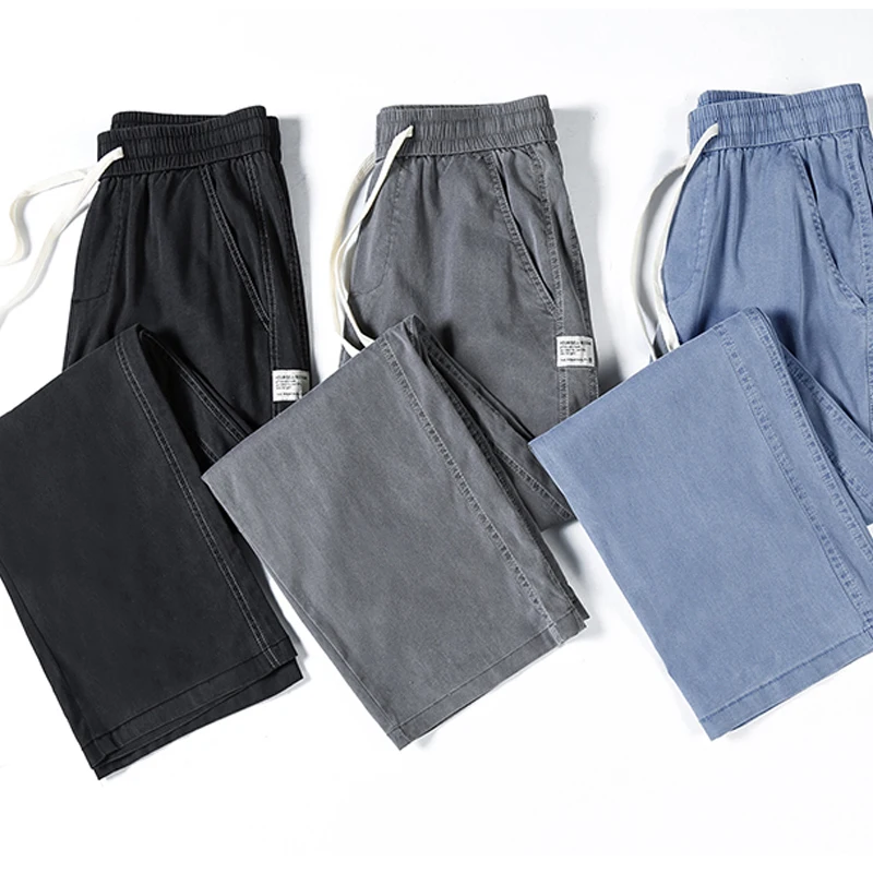 Summer Soft Lyocell Fabric Men'S Jeans Thin Loose Straight Pants Drawstring Elastic Waist Korea Casual Trousers Plus Size M-5Xl Summer Soft Lyocell Fabric Men'S Jeans Thin Loose Straight Pants Drawstring Elastic Waist Korea Casual Trousers Plus Size M-5Xl - Image 5