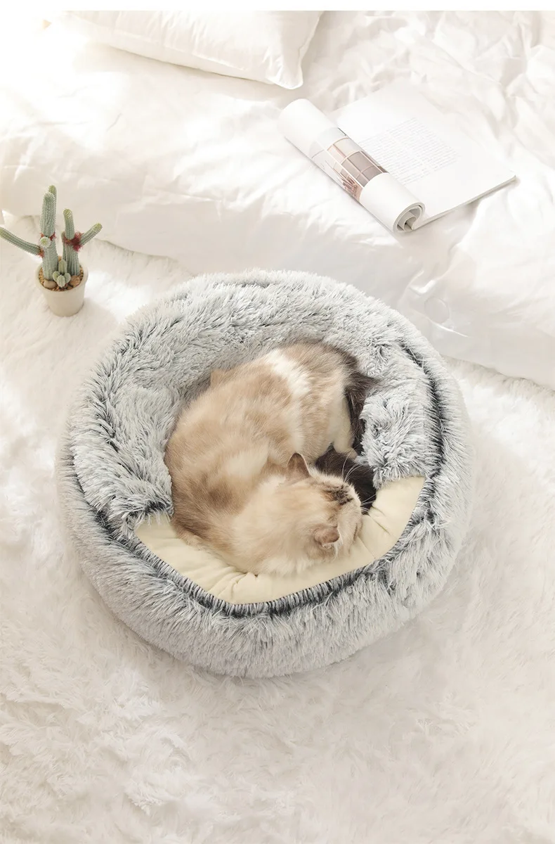 Autumn And Winter Soft Plush Pet Bed And Pet Bed Winter Warm And Cold Plush Comforter Nest Shell Cat Nest Semi-Enclosed Cat Nest Autumn And Winter Soft Plush Pet Bed And Pet Bed Winter Warm And Cold Plush Comforter Nest Shell Cat Nest Semi-Enclosed Cat Nest - Image 3