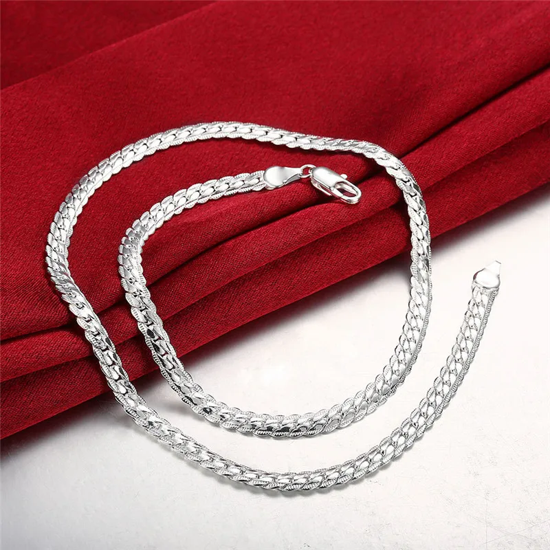 925 Sterling Silber 8/16/18/20/22/24 Zoll 6Mm Seite Kette Halsketten Für Frau Männer Einfache Punk Halsketten Charme Hochzeit Schmuck 925 Sterling Silber 8/16/18/20/22/24 Zoll 6Mm Seite Kette Halsketten Für Frau Männer Einfache Punk Halsketten Charme Hochzeit Schmuck - Image 3