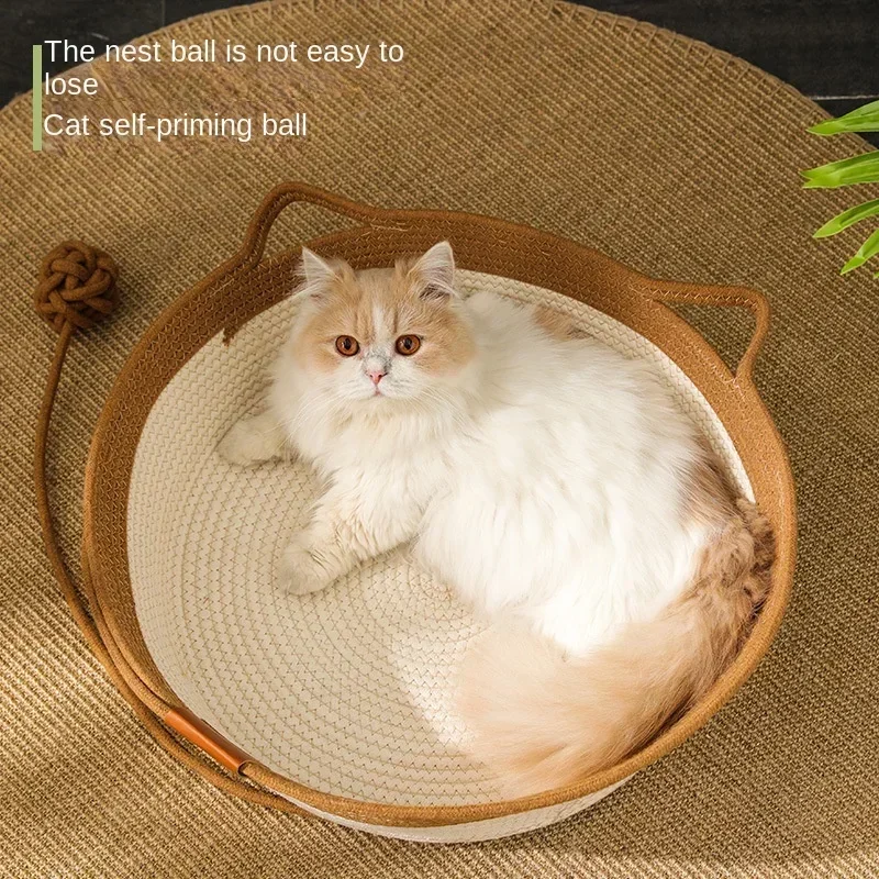 Four Seasons Universal-Katzenbett, Haustiernest, Reines Manuelles Rattan-Gewebtes Cattailgrass-Kratzbrett, Abnehmbares, Waschbares, Warmes Winterpolster Four Seasons Universal-Katzenbett, Haustiernest, Reines Manuelles Rattan-Gewebtes Cattailgrass-Kratzbrett, Abnehmbares, Waschbares, Warmes Winterpolster - Image 3