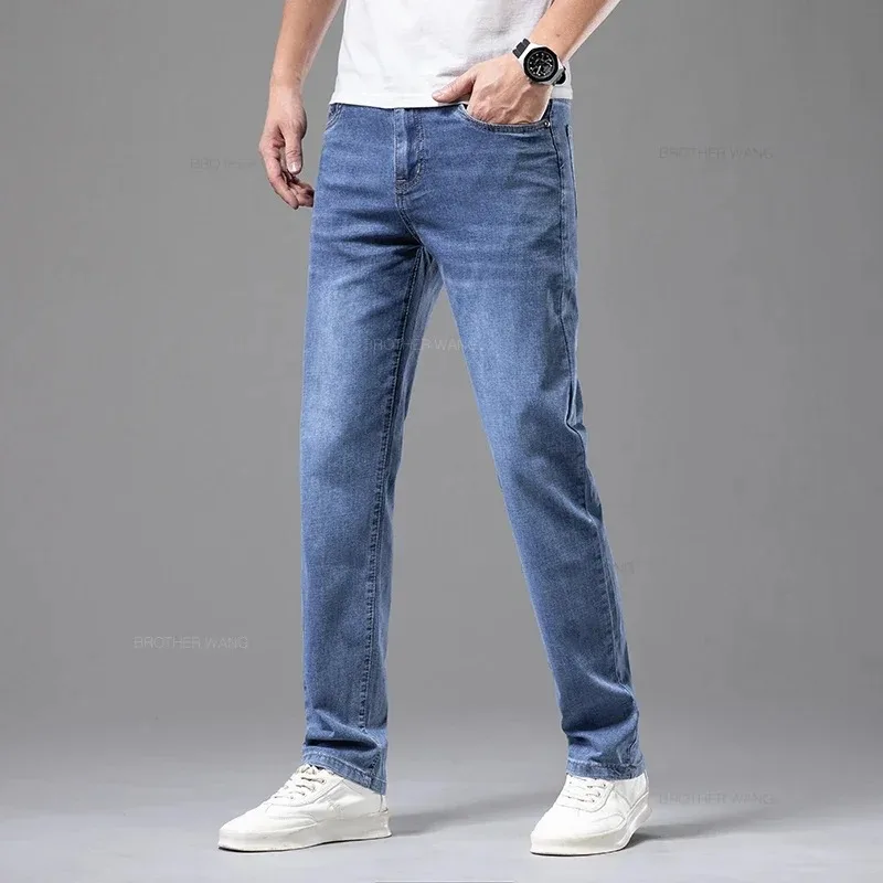 Sommer Elastische Männer Jeans Mode Grau Komfortable Business Gerade Stretch Baumwolle Casual Denim Hosen Marke Männliche Dünne Hosen Sommer Elastische Männer Jeans Mode Grau Komfortable Business Gerade Stretch Baumwolle Casual Denim Hosen Marke Männliche Dünne Hosen - Image 6