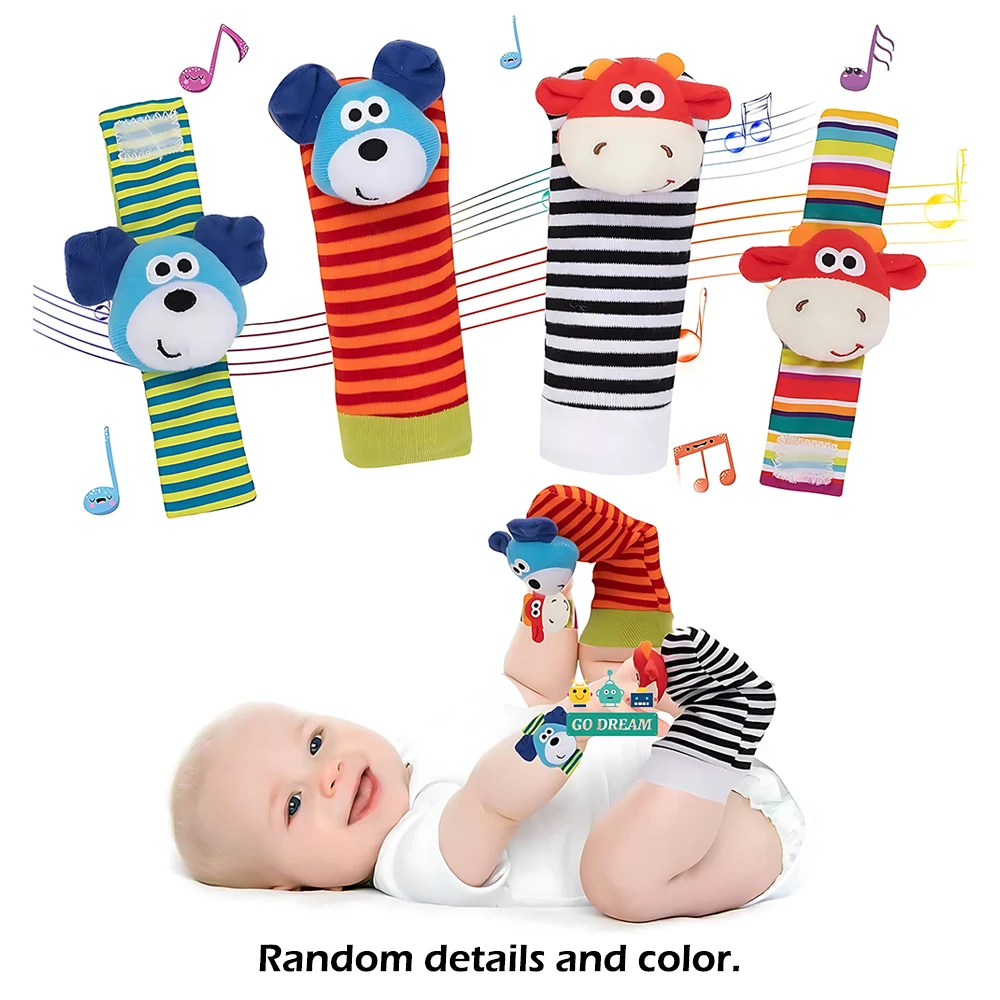 4Pcs Baby Rattle Toys Cute Stuffed Animals Wrist Rattle Foot Finder Socks 0~24 Months For Infant Boy Girl Newborn Gift 4Pcs Baby Rattle Toys Cute Stuffed Animals Wrist Rattle Foot Finder Socks 0~24 Months For Infant Boy Girl Newborn Gift - Image 7