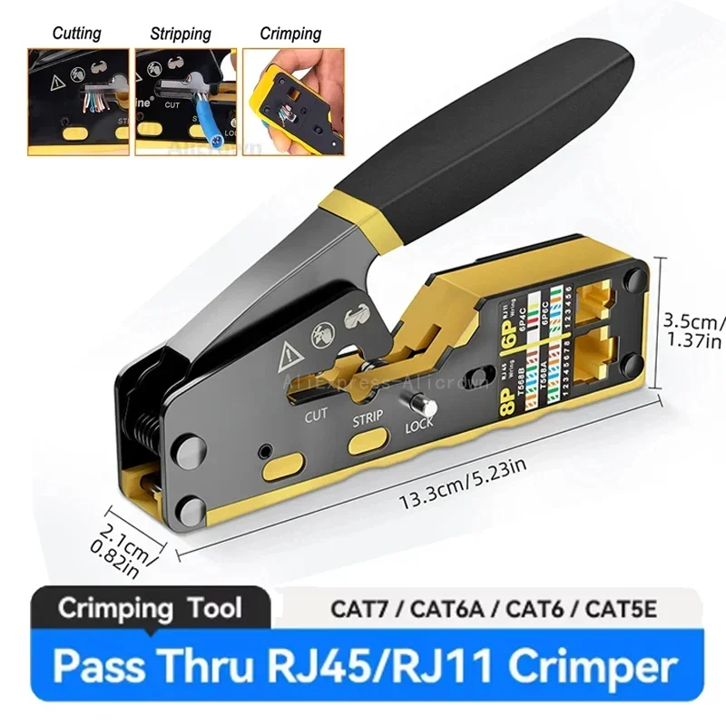 Cat7 Rj45 Crimpzange Kompatibel Mit Cat7/6A/6/5E Ethernet-Kabeln Mit Schneid-/Abisolierfunktion, Multifunktions-Kabelschneider Und Abisolierwerkzeug Für Ethernet Cat7 Rj45 Crimpzange Kompatibel Mit Cat7/6A/6/5E Ethernet-Kabeln Mit Schneid-/Abisolierfunktion, Multifunktions-Kabelschneider Und Abisolierwerkzeug Für Ethernet - Image 8