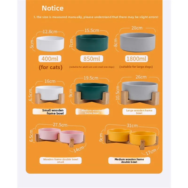 Cat Bowl Double Pet Dish With Wooden Stand Tall Elevated For Cervical Protection Cat Bowl Double Pet Dish With Wooden Stand Tall Elevated For Cervical Protection - Image 15