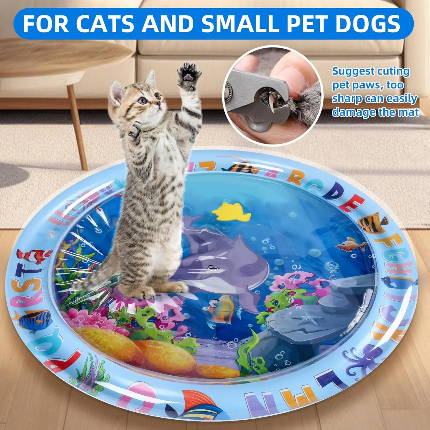 Wassersensorische Spielmatte Für Haustiere Für Katzen Und Hunde, Verdicktes Kühlpad, Interaktives Selbstspielspielzeug Für Haustiere, Sommer-Indoor-Aktivität Wassersensorische Spielmatte Für Haustiere Für Katzen Und Hunde, Verdicktes Kühlpad, Interaktives Selbstspielspielzeug Für Haustiere, Sommer-Indoor-Aktivität - Image 4