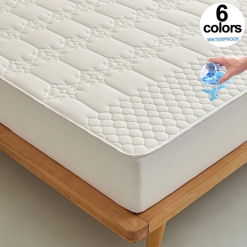Waterproof Quilted Mattress Protector - Waterproof Fitted Sheet , Jacquard Style Mattress Cover, Antibacterial, Hypoallergenic Waterproof Quilted Mattress Protector - Waterproof Fitted Sheet , Jacquard Style Mattress Cover, Antibacterial, Hypoallergenic