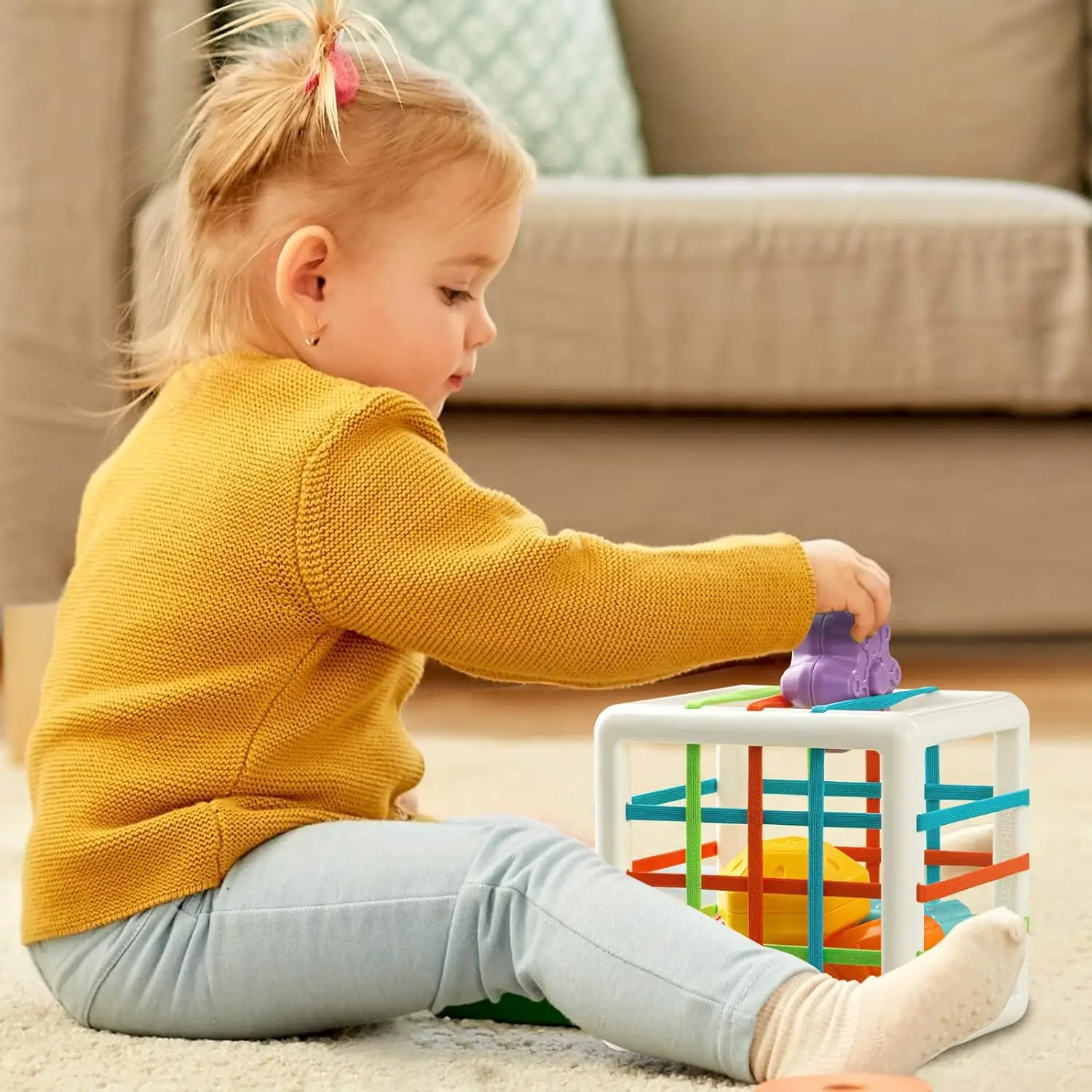 Sensory Shape Sorting Cube Toy For Toddlers 1-3 Years, Developmental Learning Gift With Textured Blocks Sensory Shape Sorting Cube Toy For Toddlers 1-3 Years, Developmental Learning Gift With Textured Blocks - Image 2
