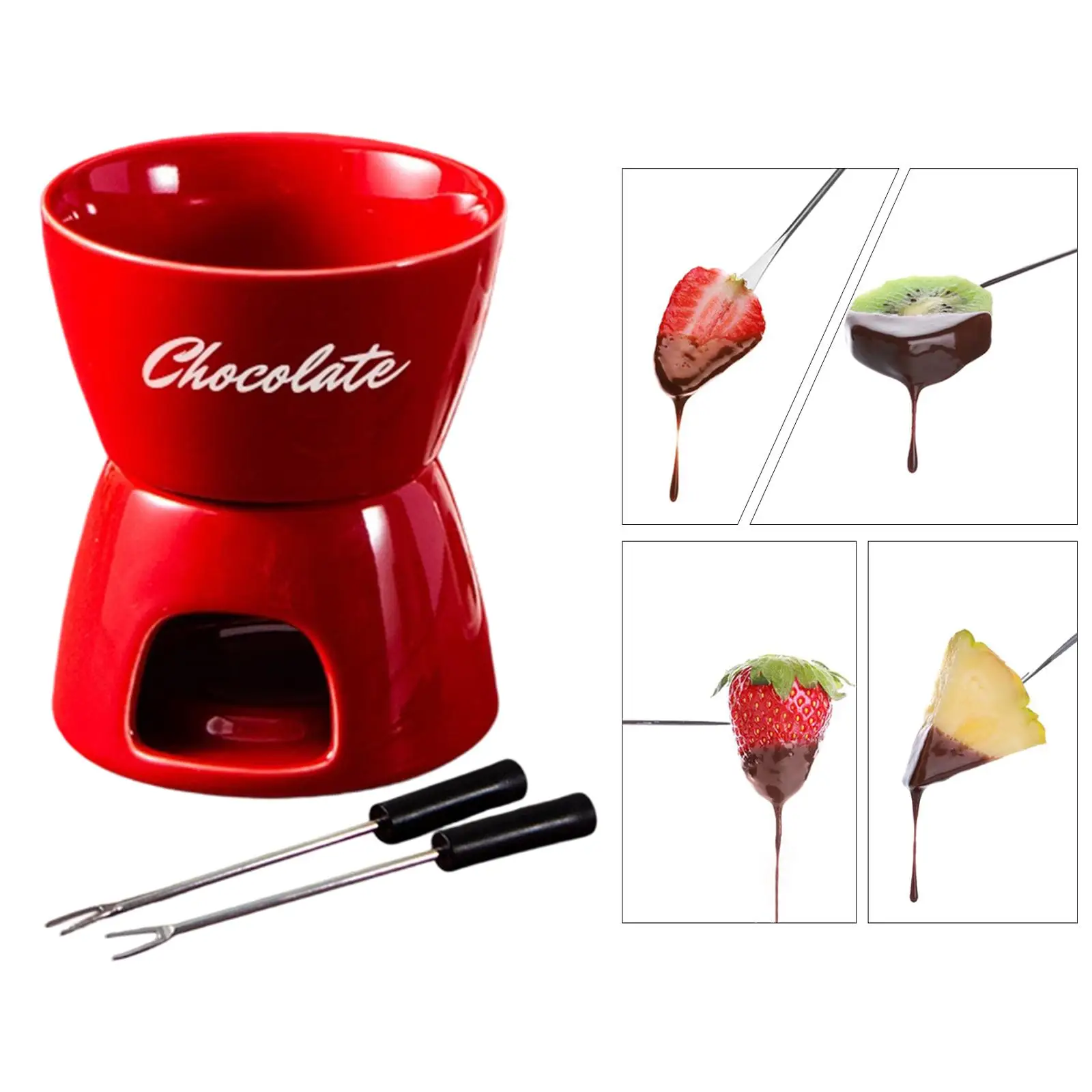 Keramik-Schokoladenfondue-Schale Mit Kerzenhalter Dessert-Fondue-Set Pfanne Für Feiern Und Zuhause Keramik-Schokoladenfondue-Schale Mit Kerzenhalter Dessert-Fondue-Set Pfanne Für Feiern Und Zuhause - Image 2