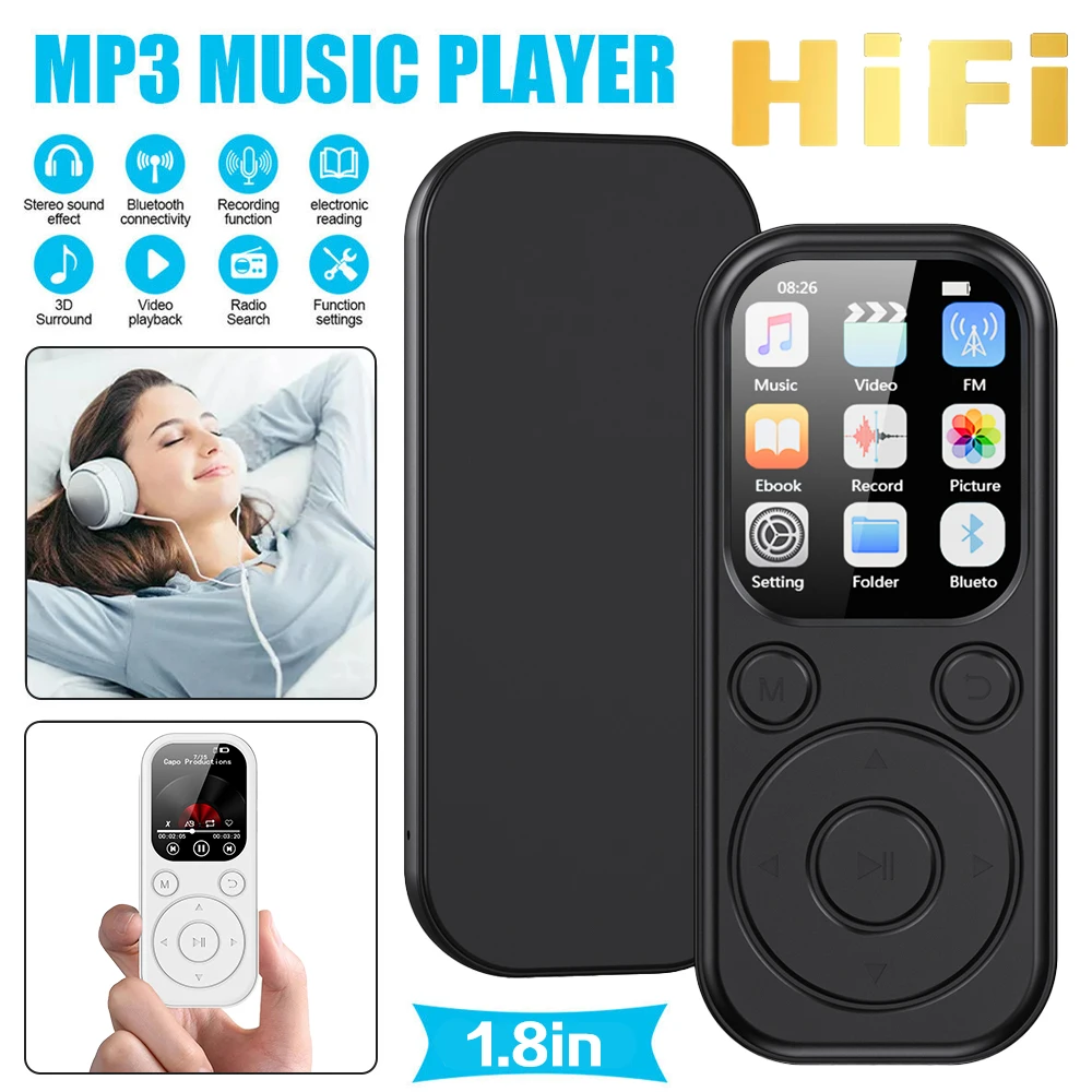 Tragbarer Mp3-Player Mit Bluetooth 5.4 – Mini-Musikplayer Für Sport Mit Display, Video, Fm-Radio, Aufnahme Und E-Book-Funktion Musikplayer