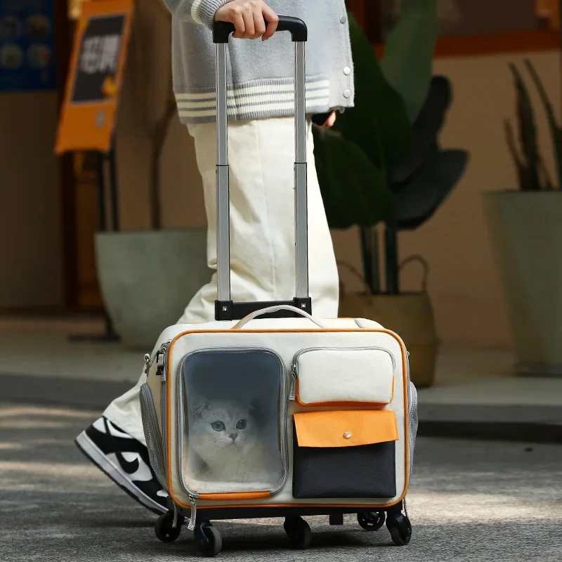 Cat Carrier Bag Pet Trolley Case Small Dog Luggage Bags Portable Cat Backpack Pushable Shoulder/Portable/Diagonal Bag Detachable Cat Carrier Bag Pet Trolley Case Small Dog Luggage Bags Portable Cat Backpack Pushable Shoulder/Portable/Diagonal Bag Detachable - Image 9
