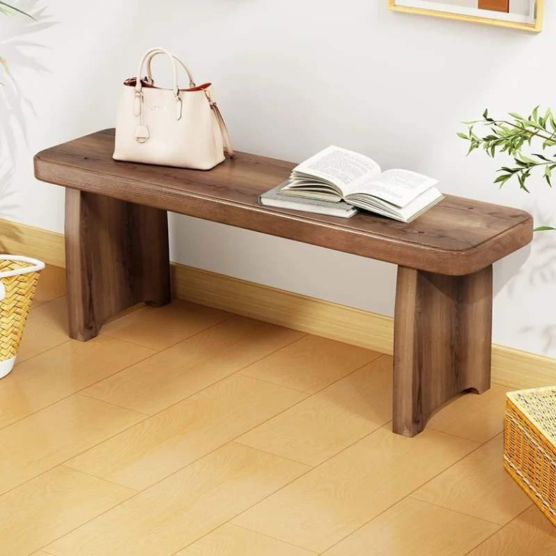 Solid Wood Entryway Bench - Multi-Purpose Stool For Living Room, Sofa Side Table &Amp; Shoe Storage, Rustic Home Decor Solid Wood Entryway Bench - Multi-Purpose Stool For Living Room, Sofa Side Table &Amp; Shoe Storage, Rustic Home Decor - Image 5
