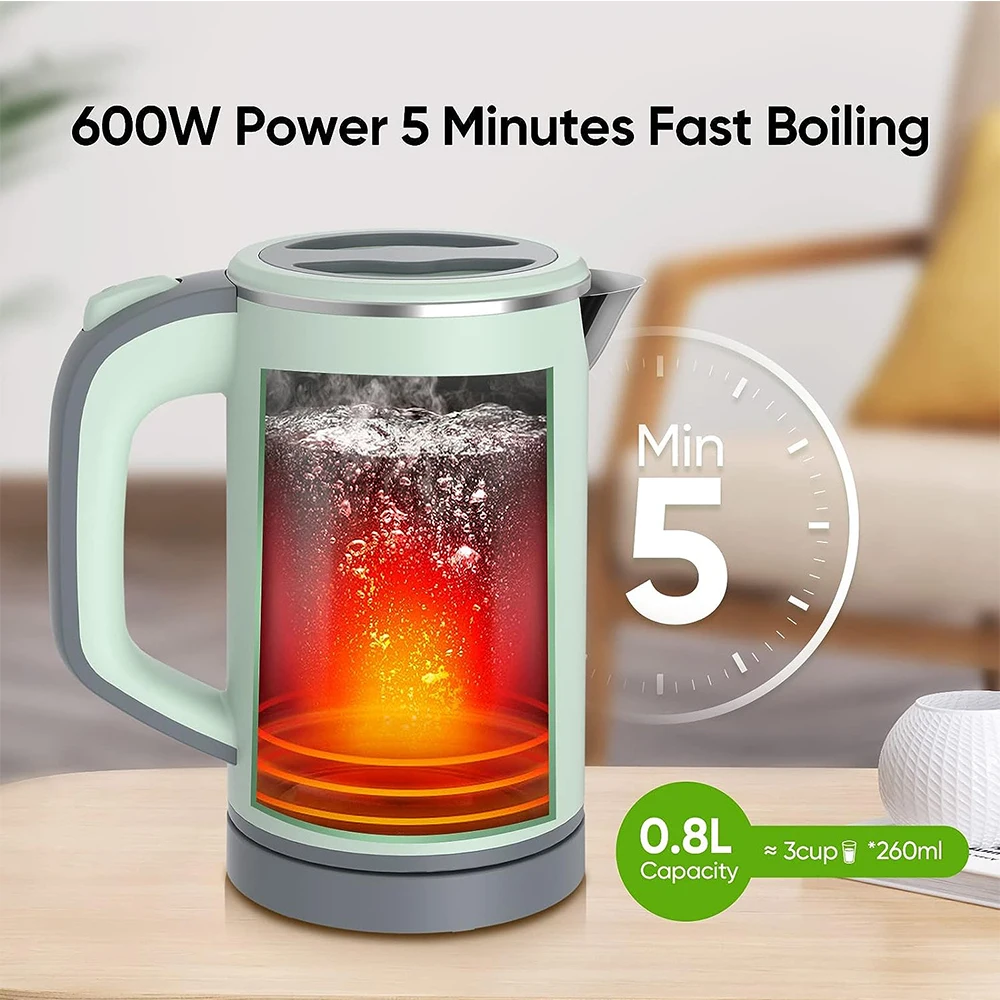 110V/220V Wasserkocher 0,8 L Tragbarer Reise Kessel Edelstahl Auskleidung Mit Automatischer Abschaltung 600W 5 Minuten Schnell Koch Kessel 110V/220V Wasserkocher 0,8 L Tragbarer Reise Kessel Edelstahl Auskleidung Mit Automatischer Abschaltung 600W 5 Minuten Schnell Koch Kessel - Image 2