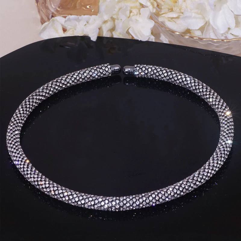 Neue Mode Strass Kragen Choker Halskette Für Frauen Übertrieben Einfache Große Klobige Kette Halskette Drehmomente Schmuck Zubehör Neue Mode Strass Kragen Choker Halskette Für Frauen Übertrieben Einfache Große Klobige Kette Halskette Drehmomente Schmuck Zubehör - Image 13