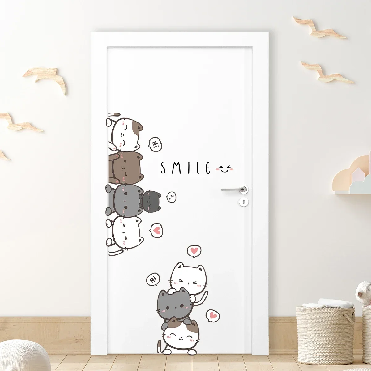 1Pc Furniture Cartoon Cute Cat Wall Stickers For Door Home Decor Accessories Living Room Kids Room Decoration Wall Decals Diy 1Pc Furniture Cartoon Cute Cat Wall Stickers For Door Home Decor Accessories Living Room Kids Room Decoration Wall Decals Diy