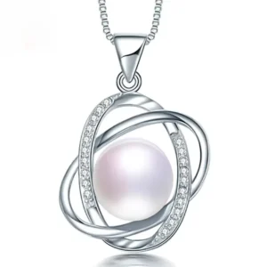 YWYC 10–11 mm Süßwasser-Zuchtperle-Anhänger-Halskette, 925er Sterlingsilber, Stern-Kreuz-Anhänger für Frauen, Liebhaber, Schmuck, Geschenk