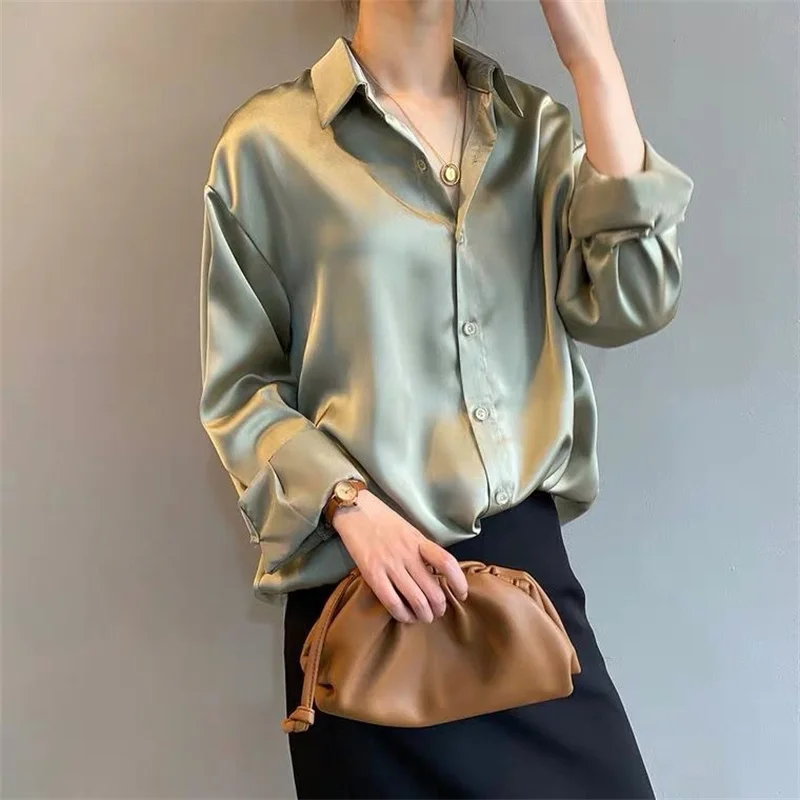 Frau Frühling Herbst Stil Blusen Shirts Dame Casual Lange Hülse Drehen-Unten Kragen Blusas Tops Df4849 Frau Frühling Herbst Stil Blusen Shirts Dame Casual Lange Hülse Drehen-Unten Kragen Blusas Tops Df4849 - Image 2