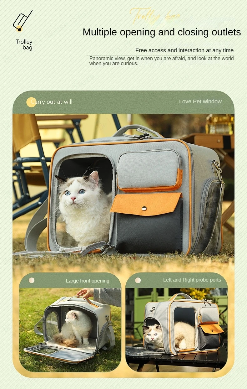 Cat Carrier Bag Pet Trolley Case Small Dog Luggage Bags Portable Cat Backpack Pushable Shoulder/Portable/Diagonal Bag Detachable Cat Carrier Bag Pet Trolley Case Small Dog Luggage Bags Portable Cat Backpack Pushable Shoulder/Portable/Diagonal Bag Detachable - Image 18