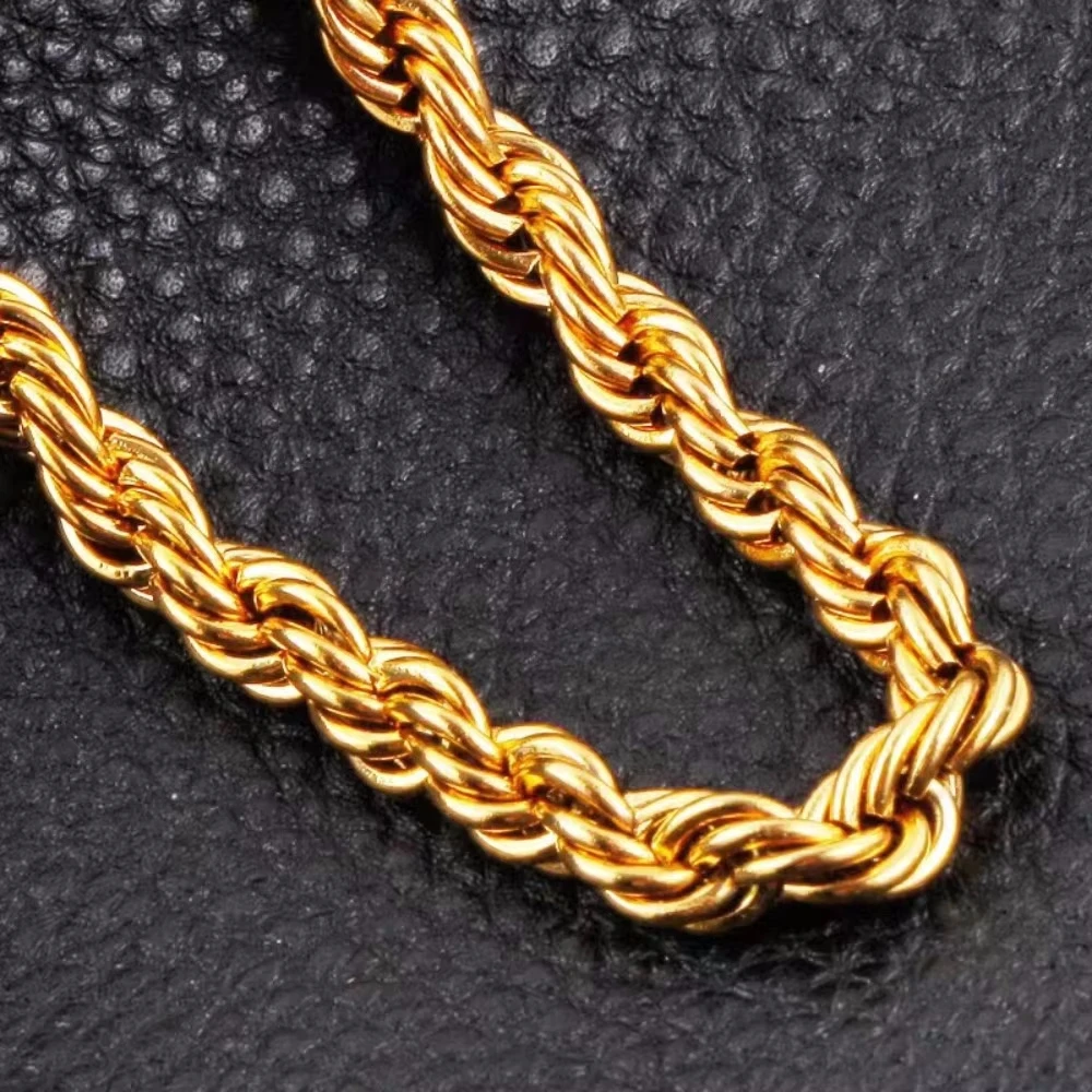 925 Silber Großhandel Edle 45-60 Cm 18 Karat Gold 4 Mm Seil Kette Halskette Für Frauen Mann Mode Hochzeit Charme Geschenk Schmuck 18-24 Zoll 925 Silber Großhandel Edle 45-60 Cm 18 Karat Gold 4 Mm Seil Kette Halskette Für Frauen Mann Mode Hochzeit Charme Geschenk Schmuck 18-24 Zoll - Image 5