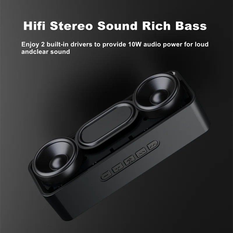 Tragbarer Bluetooth-Lautsprecher 10W – Kabellose Stereo-Musikbox Mit Dual-Treiber, Bass, Tws, Fm, Tf, Usb, Aux &Amp; Freisprechen Tragbarer Bluetooth-Lautsprecher 10W – Kabellose Stereo-Musikbox Mit Dual-Treiber, Bass, Tws, Fm, Tf, Usb, Aux &Amp; Freisprechen - Image 2