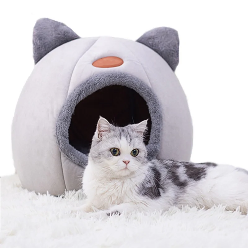 Winter Warmes Und Kältebeständiges Katzenbett, Gemütliches Katzenhöhlenbett, Katzenzelt Mit Abnehmbarem Kissen, Katzenkopfform, Niedliches Haustierzubehör Winter Warmes Und Kältebeständiges Katzenbett, Gemütliches Katzenhöhlenbett, Katzenzelt Mit Abnehmbarem Kissen, Katzenkopfform, Niedliches Haustierzubehör