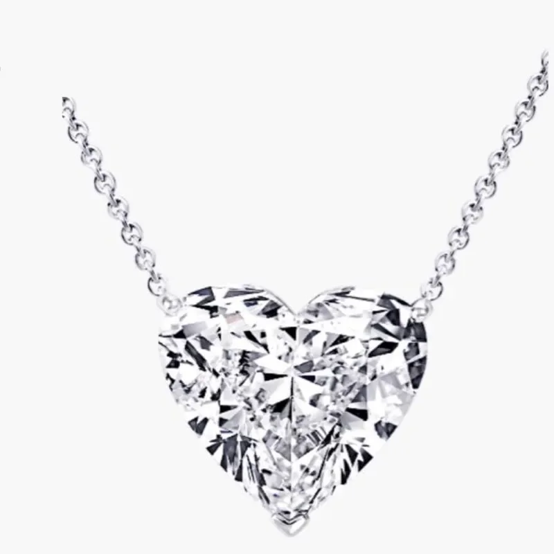 Luxus 100% 925 Sterling Silber Herz Halskette Edlen Schmuck 4Ct Weiß Sapphire Herz Anhänger Halskette Für Frauen Jahrestag Geschenk Luxus 100% 925 Sterling Silber Herz Halskette Edlen Schmuck 4Ct Weiß Sapphire Herz Anhänger Halskette Für Frauen Jahrestag Geschenk