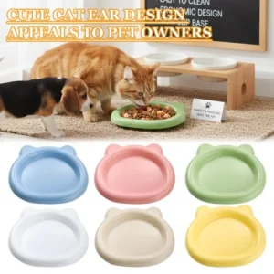 Plastic Cat Shape Cat Bowl Wide Food Bowls, Wet And Dry Shallow Food Dish Anti-Fall Flip Cute Cat Food Bowl Pet Supplies