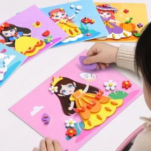 6 teile/satz 3D EVA Schaum Aufkleber DIY Cartoon Prinzessin Tier Puzzle für Kinder Kinder Multi-muster Stile Spielzeug für kinder Geschenk
