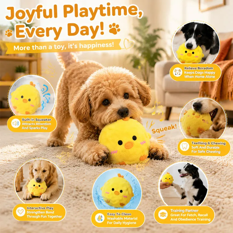 Quietschendes Hundekau-Spielzeug Plüsch-Stachelball Interaktives Hundetraining-Spielzeug Zur Langeweile-Bekämpfung Und Zahnreinigung Welpenspielzeug Haustierzubehör Quietschendes Hundekau-Spielzeug Plüsch-Stachelball Interaktives Hundetraining-Spielzeug Zur Langeweile-Bekämpfung Und Zahnreinigung Welpenspielzeug Haustierzubehör - Image 3
