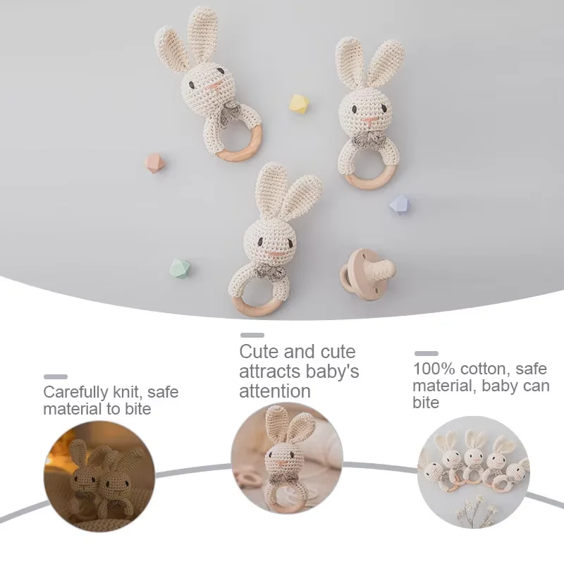Baby Crochet Rattle Wooden Teether Toy Bpa Free Wood Rodent Rabbit Rattle Baby Mobile Play Gym Newborn Educational Music Toys Baby Crochet Rattle Wooden Teether Toy Bpa Free Wood Rodent Rabbit Rattle Baby Mobile Play Gym Newborn Educational Music Toys - Image 5