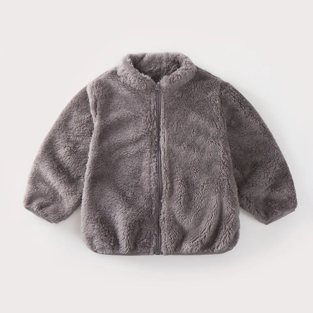 Solid Color Fashion Children Plush Coat Autumn Winter Warm Baby Girl Boy Casual Jacket Greatcoat Kids Clothing Toddler Outerwear Solid Color Fashion Children Plush Coat Autumn Winter Warm Baby Girl Boy Casual Jacket Greatcoat Kids Clothing Toddler Outerwear - Image 5