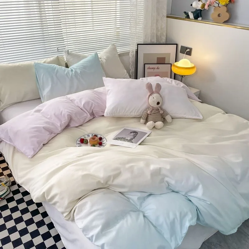 Koreanischen Stil Bettwäsche Set Vier-Stück Gradient Farbe Bettwäsche Blatt Kissenbezug Bettbezug-Set Twin Voll Königin König Super König Größe Koreanischen Stil Bettwäsche Set Vier-Stück Gradient Farbe Bettwäsche Blatt Kissenbezug Bettbezug-Set Twin Voll Königin König Super König Größe - Image 10