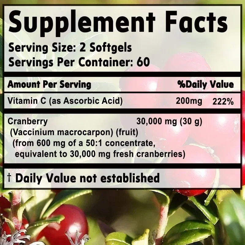 Cranberry - Urinary Tract Ut Cleanse &Amp; Bladder Health, Gut Health, Immunity - With Vitamin C Cranberry - Urinary Tract Ut Cleanse &Amp; Bladder Health, Gut Health, Immunity - With Vitamin C - Image 2